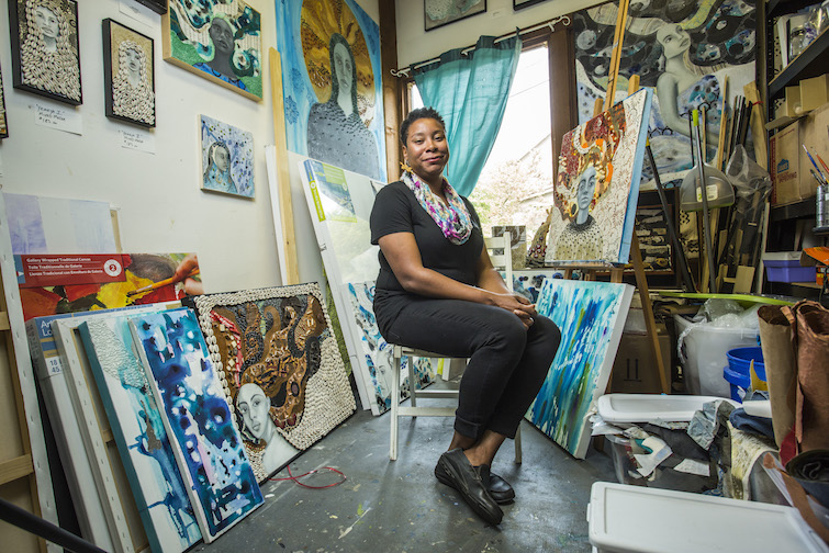 April Sunami is the board co-chair of All People Arts and a professional visual artist primarily focused on mixed-media painting and installation.