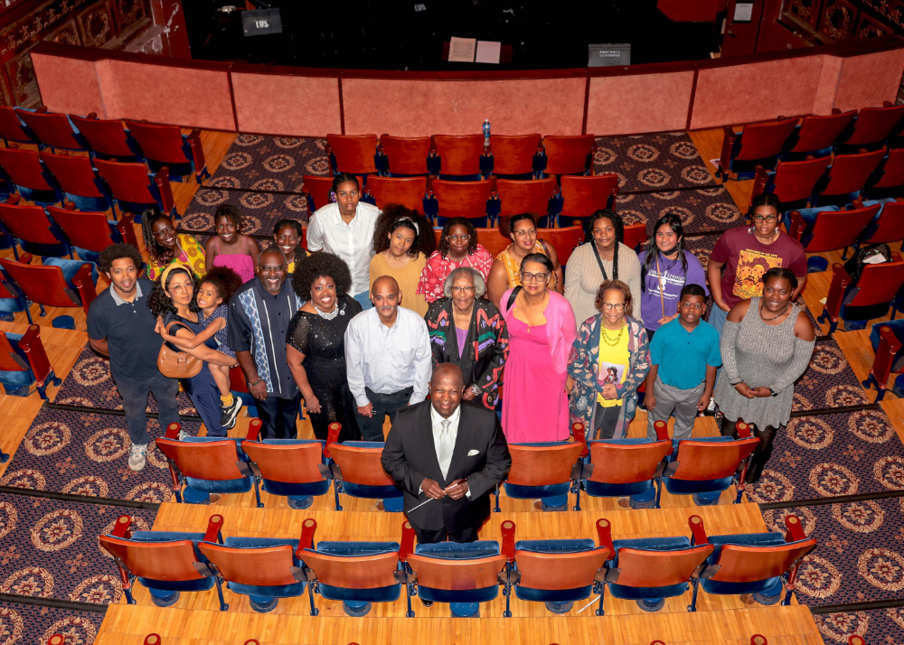 Everett McCorvey speaking with students who attended OC's Carmen (Terry Gilliam)